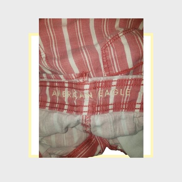 American Eagle Paper Bag Striped Red and White Shorts size 0 - Picture 7 of 8